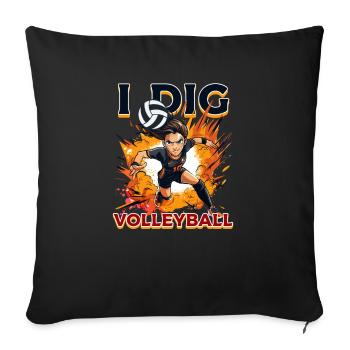 volley-ball drôle j’adore volley-ball - Housse de coussin décorative 45 x 45 cm - noir - Devant