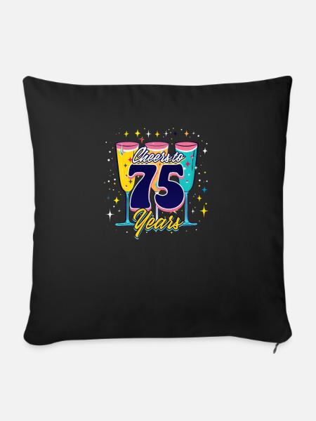 75-års jubileum til 75 år! - Pudebetræk 45 x 45 cm - sort