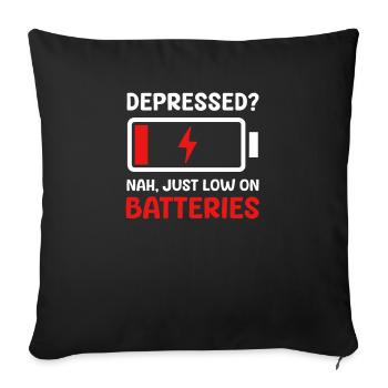 La prise de conscience de la dépression est à court de piles - Housse de coussin décorative 45 x 45 cm - noir - Devant