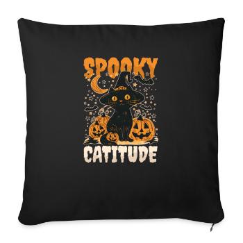 Halloween Chat Spooky Catitude - Housse de coussin décorative 45 x 45 cm - noir - Devant