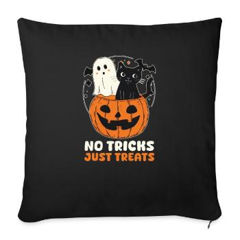 Chat d’Halloween Pas de tours, juste des friandises - Housse de coussin décorative 45 x 45 cm - noir - Devant