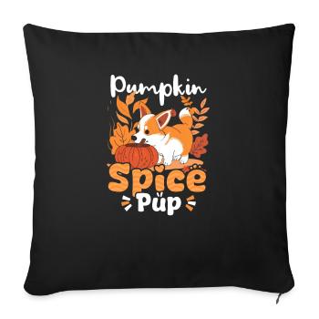 Halloween Hund Kürbis Gewürz Welpe - Sofakissenbezug 45 x 45 cm - Schwarz - Vorne