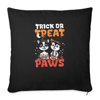 Halloween chien tour ou friandise pattes - Housse de coussin décorative 45 x 45 cm - noir - Devant