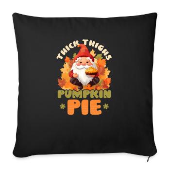 Thanksgiving-Zwerg Dicke Oberschenkel Kürbiskuchen - Sofakissenbezug 45 x 45 cm - Schwarz - Vorne