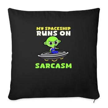 Le vaisseau spatial Alien Abduction fonctionne sur le sarcasme - Housse de coussin décorative 45 x 45 cm - noir - Devant