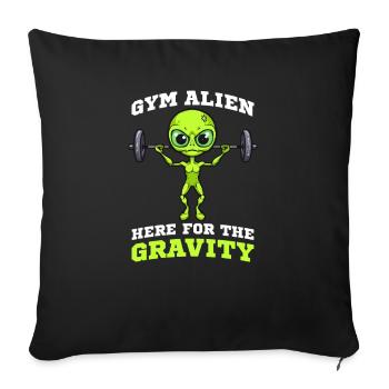 Gymnase d’enlèvement extraterrestre Alien Here For Gravity - Housse de coussin décorative 45 x 45 cm - noir - Devant