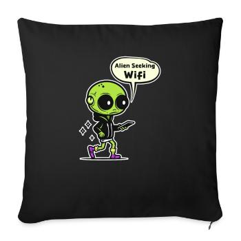Alien Abduction Alien Seeking Wifi - Sofa pillowcase 17,3'' x 17,3'' (45 x 45 cm) - black - Front