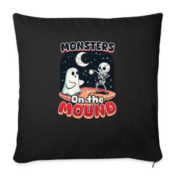 Monstres de baseball d’Halloween sur le monticule - Housse de coussin décorative 45 x 45 cm - noir - Devant