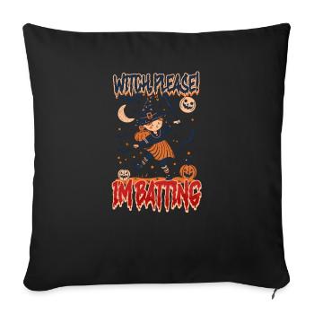 Halloween Baseball Witch, Please! I'm Batting - Sofa pillowcase 17,3'' x 17,3'' (45 x 45 cm) - black - Front