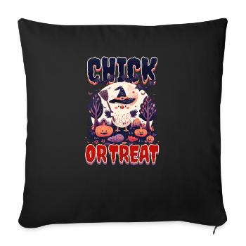 Halloween Huhn Küken oder Leckerli - Sofakissenbezug 45 x 45 cm - Schwarz - Vorne