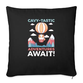 Guinea Pig Cavy-Tastic Adventures Await! - Sofa pillowcase 17,3'' x 17,3'' (45 x 45 cm) - black - Front