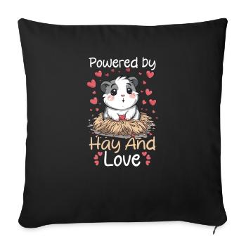Guinea Pig Powered By Hay And Love - Sofa pillowcase 17,3'' x 17,3'' (45 x 45 cm) - black - Front