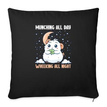 Guinea Pig Munching All Day, Wheeking All Night - Sofa pillowcase 17,3'' x 17,3'' (45 x 45 cm) - black - Front