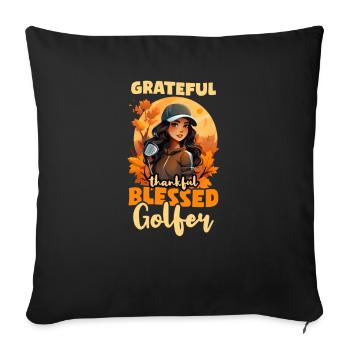 Thanksgiving Golf Thankful Bless Golfer - Sofa pillowcase 17,3'' x 17,3'' (45 x 45 cm) - black - Front