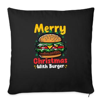 Burger Noël Joyeux Noël avec burger - Housse de coussin décorative 45 x 45 cm - noir - Devant