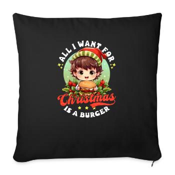Burger Noël Want Is Burger - Housse de coussin décorative 45 x 45 cm - noir - Devant