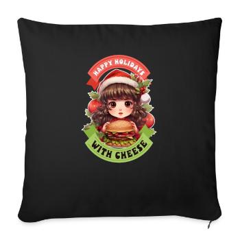 Burger de Noël au fromage - Housse de coussin décorative 45 x 45 cm - noir - Devant
