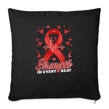 La prise de conscience des cardiopathies congénitales est la force de chaque battement - Housse de coussin décorative 45 x 45 cm - noir - Devant