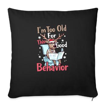 Renne de Noël trop vieux pour un bon comportement - Housse de coussin décorative 45 x 45 cm - noir - Devant