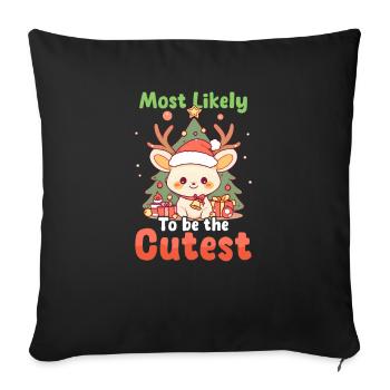 Christmas Reindeer Most Likely To Be Cutest - Sofa pillowcase 17,3'' x 17,3'' (45 x 45 cm) - black - Front