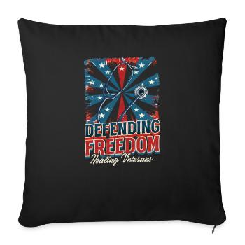 Une infirmière VA défend la liberté, guérit les anciens combattants - Housse de coussin décorative 45 x 45 cm - noir - Devant
