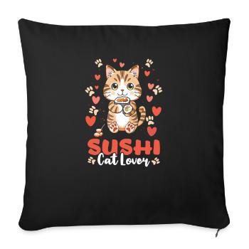 Sushi Roll Sushi Cat Lover - Sofa pillowcase 17,3'' x 17,3'' (45 x 45 cm) - black - Front