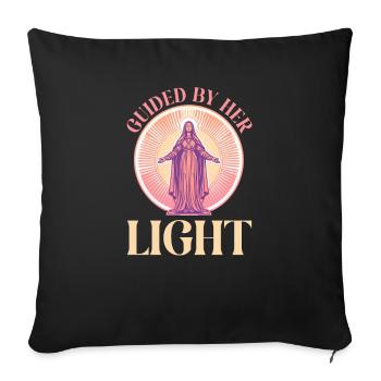La Vierge Marie guidée par sa lumière - Housse de coussin décorative 45 x 45 cm - noir - Devant