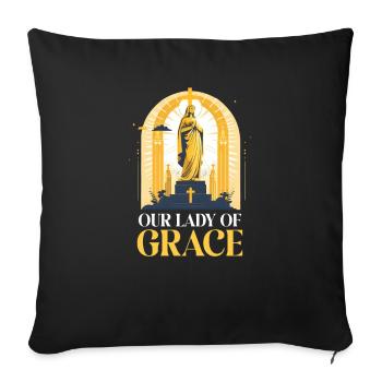 Vierge Marie Notre-Dame de Grâce - Housse de coussin décorative 45 x 45 cm - noir - Devant