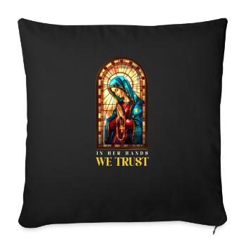 La Vierge Marie dans ses mains, nous avons confiance - Housse de coussin décorative 45 x 45 cm - noir - Devant