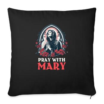 Virgin Mary Pray With Mary - Sofa pillowcase 17,3'' x 17,3'' (45 x 45 cm) - black - Front