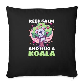 Koala Reste Calme Et Étreint Un Koala - Housse de coussin décorative 45 x 45 cm - noir - Devant