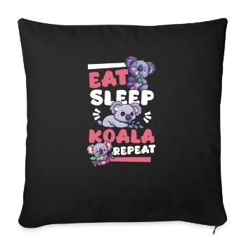 Koala Eat, Sleep, Koala Repeat - Sofa pillowcase 17,3'' x 17,3'' (45 x 45 cm) - black - Front