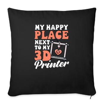 Accessoires d’imprimante 3D Heureux à côté de l’imprimante 3D - Housse de coussin décorative 45 x 45 cm - noir - Devant