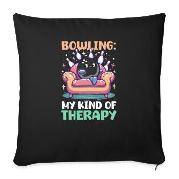 Bowling Bowling: Meine Art von Therapie - Sofakissenbezug 45 x 45 cm - Schwarz - Vorne