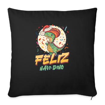 Dinosaur Christmas Feliz Navi-Dino - Sofa pillowcase 17,3'' x 17,3'' (45 x 45 cm) - black - Front