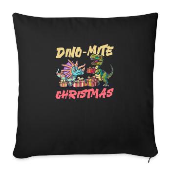 Dinosaure Noël Dino-Mite Noël - Housse de coussin décorative 45 x 45 cm - noir - Devant