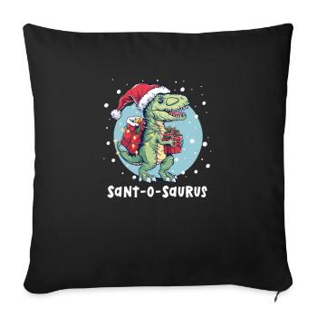 Dinosaur Christmas Sant-O-Saurus - Sofa pillowcase 17,3'' x 17,3'' (45 x 45 cm) - black - Front