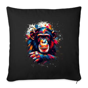 Colorful chimpanzee artwork chimpanzees - Sofa pillowcase 17,3'' x 17,3'' (45 x 45 cm) - black - Front