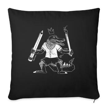Creative crocodile with pen and brush - Sofa pillowcase 17,3'' x 17,3'' (45 x 45 cm) - black - Front