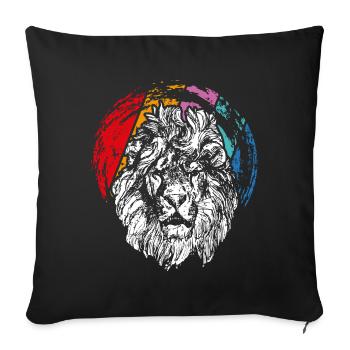 Tête de lion - Housse de coussin décorative 45 x 45 cm - noir - Devant
