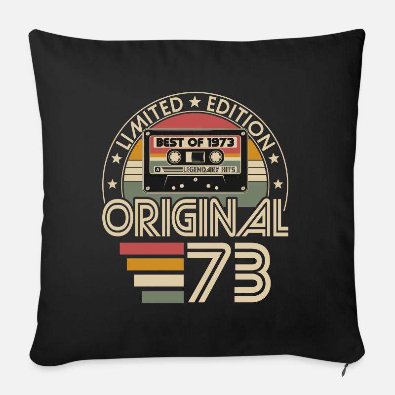 Né 1973 Vintage Anniversaire Rétro - Housse de coussin décorative 45 x 45 cm - noir