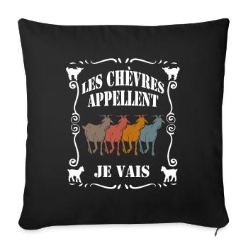 Les chèvres appellent - je pars - Housse de coussin décorative 45 x 45 cm - noir - Devant