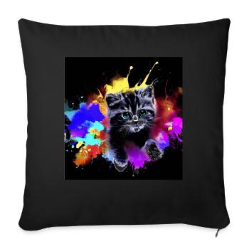 cat lover - Sofa pillowcase 17,3'' x 17,3'' (45 x 45 cm) - black - Front