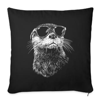 Cool Otter Sunglasses Summer Beach - Sofa pillowcase 17,3'' x 17,3'' (45 x 45 cm) - black - Front