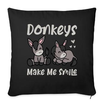 Donkeys Make Me Smile Mule Farm Animal - Sofa pillowcase 17,3'' x 17,3'' (45 x 45 cm) - black - Front