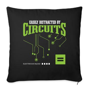 Distrait par les circuits Electrician Electric - Housse de coussin décorative 45 x 45 cm - noir - Devant