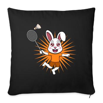 Cute Rabbit Badminton Player Ironic Hobby Sports - Sofa pillowcase 17,3'' x 17,3'' (45 x 45 cm) - black - Front