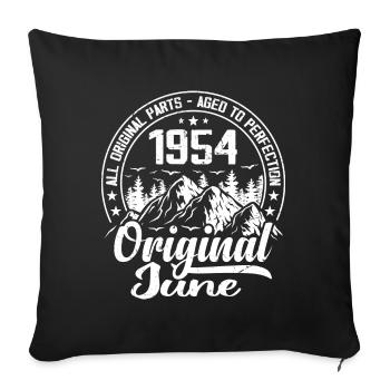 June 1954 Original: 70 Year Anniversary Gift - Sofa pillowcase 17,3'' x 17,3'' (45 x 45 cm) - black - Front