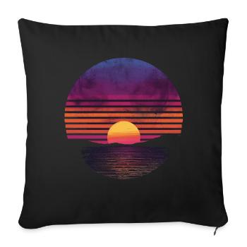 Rétro coucher de soleil extérieur océan des années 80 Vintage - Housse de coussin décorative 45 x 45 cm - noir - Devant