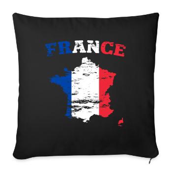 Carte murale de France Drapeau utilisé - Housse de coussin décorative 45 x 45 cm - noir - Devant